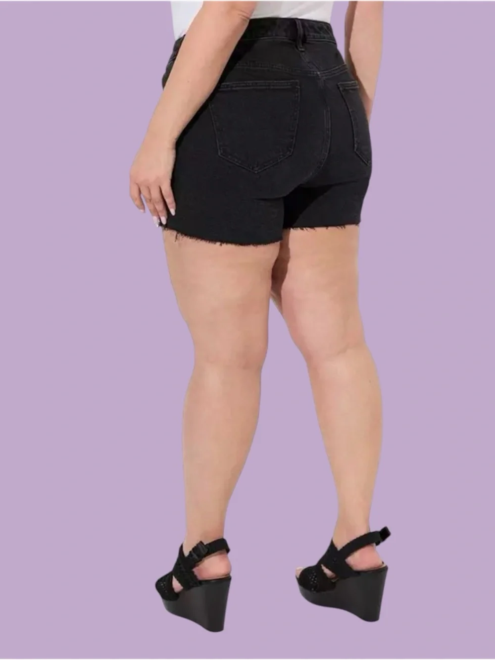 Torrid Black Stretch and Rigid 3.5 High Rise Button Fly Shorts Sz16